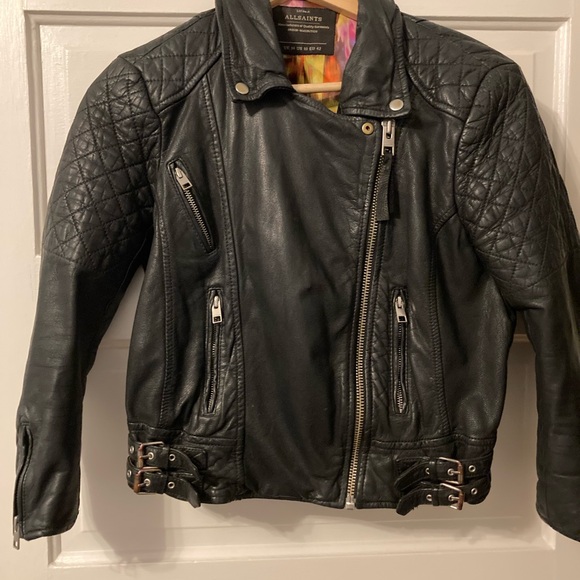 All Saints Lot No. A Black Leather Jacket - Picture 5 of 8